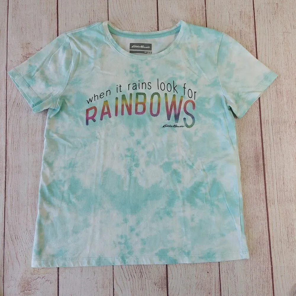 Eddie Bauer mint green graphic tee & capri legging set sz L (14/16)